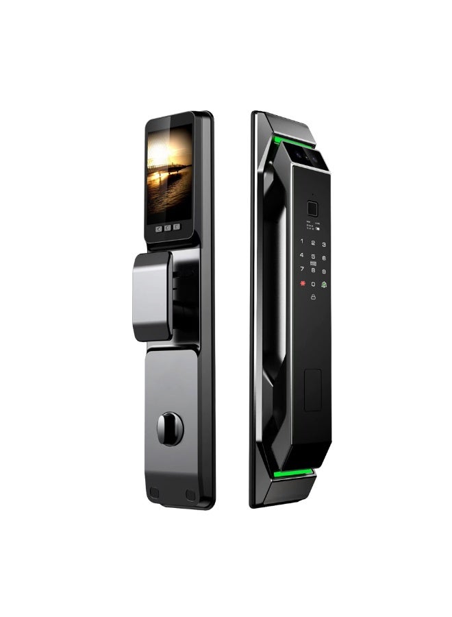 Smart WiFi Door Lock with 3D Face Unlock Fingerprint Access Keyless Entry IC Card Password App Control Voice Assistant Compatible Modern Aluminum Alloy Design for Wood and Steel Door, 6068 Lock Cylinder - Image 1