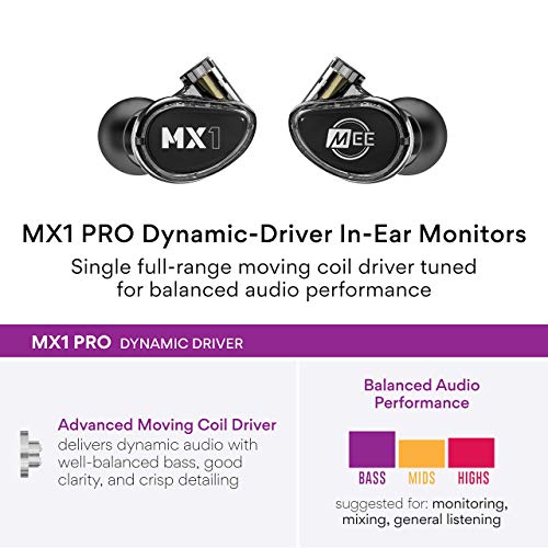 MEE Audio MX1 PRO Advanced Dynamic Driver Musician's in Ear Monitor Headphones with Balanced Sound; Noise Isolating Earbuds Earphones w/Memory Wire, Optional Customization & Detachable Cables - Image 3