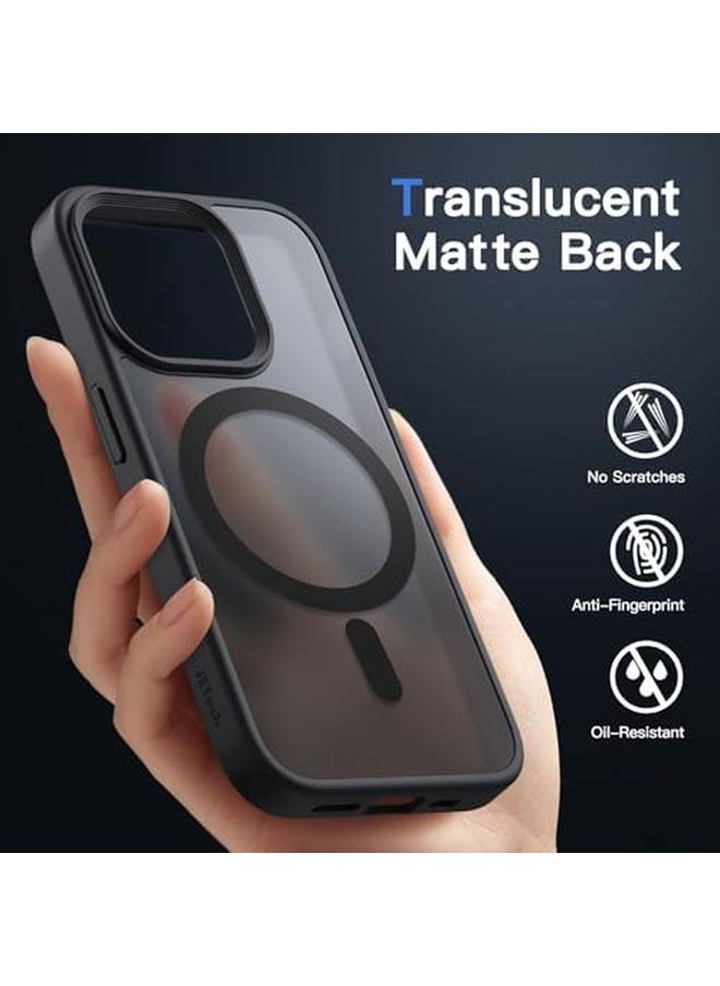 Magnetic Case For Iphone 15 Pro 6.1 Inch Compatible With Magsafe Translucent Matte Back Slim Shockproof Phone Cover Black