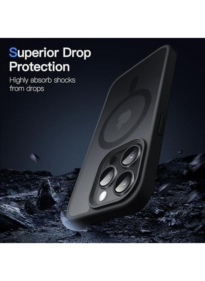 Magnetic Case For Iphone 15 Pro 6.1 Inch Compatible With Magsafe Translucent Matte Back Slim Shockproof Phone Cover Black