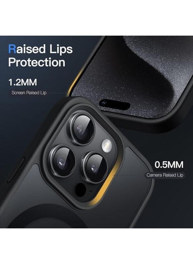 Magnetic Case For Iphone 15 Pro 6.1 Inch Compatible With Magsafe Translucent Matte Back Slim Shockproof Phone Cover Black