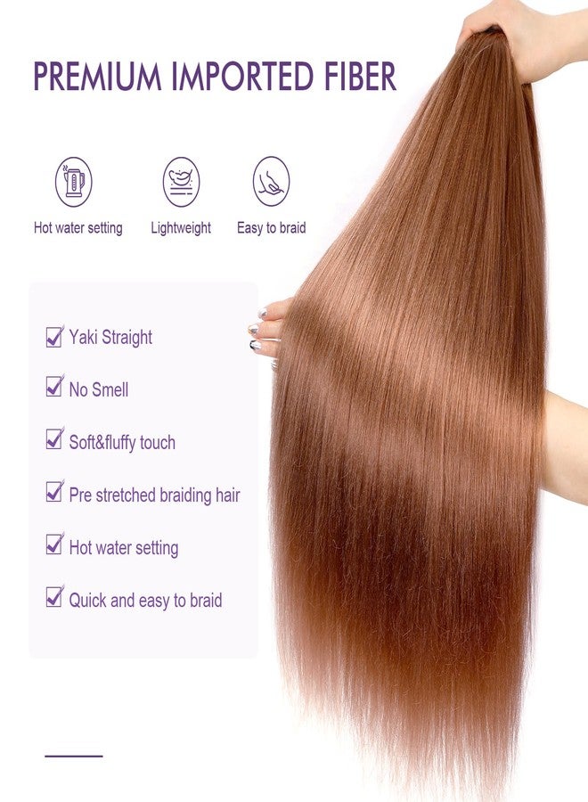 ROSDINA Pre-stretched Braiding Hair - 24 Inch 8 Packs Brown Braiding Hair For Twist or Box Braids, Yaki Texture Hot Water Setting Synthetic Braiding Hair Extensions (24 Inch,30#-8P) - Image 3
