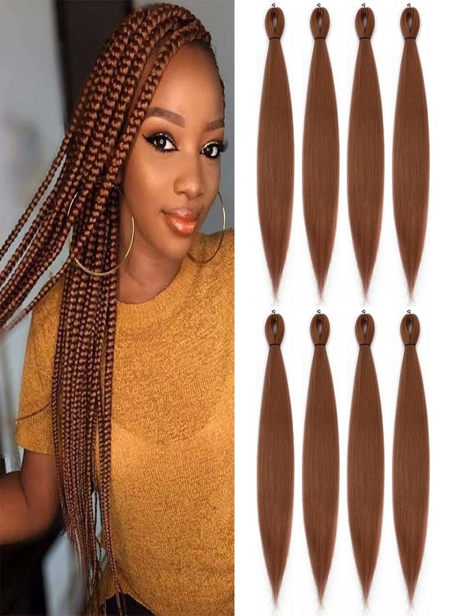 ROSDINA Pre-stretched Braiding Hair - 24 Inch 8 Packs Brown Braiding Hair For Twist or Box Braids, Yaki Texture Hot Water Setting Synthetic Braiding Hair Extensions (24 Inch,30#-8P) - Image 1