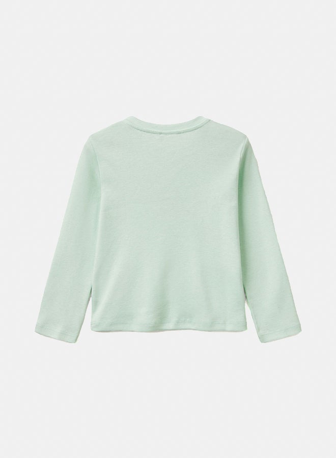 Benetton Girls Slim Fit Glittery Print T-Shirt - Image 2