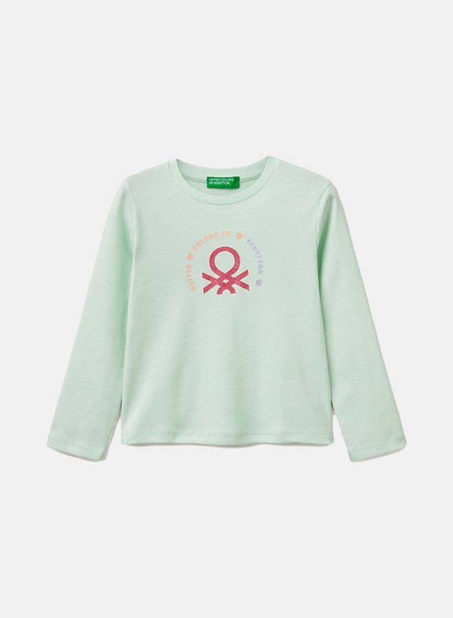 Benetton Girls Slim Fit Glittery Print T-Shirt - Image 4