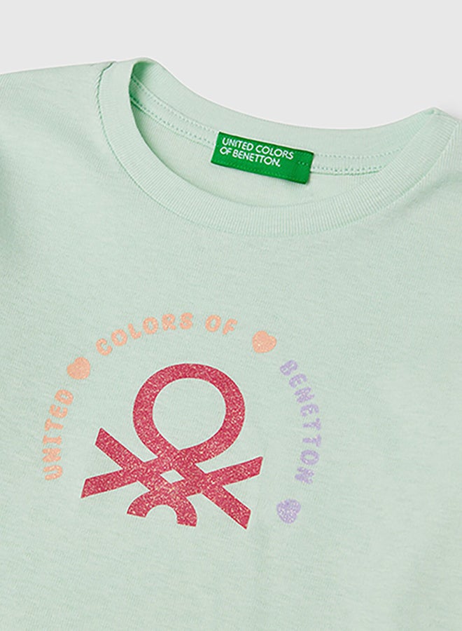 Benetton Girls Slim Fit Glittery Print T-Shirt - Image 3