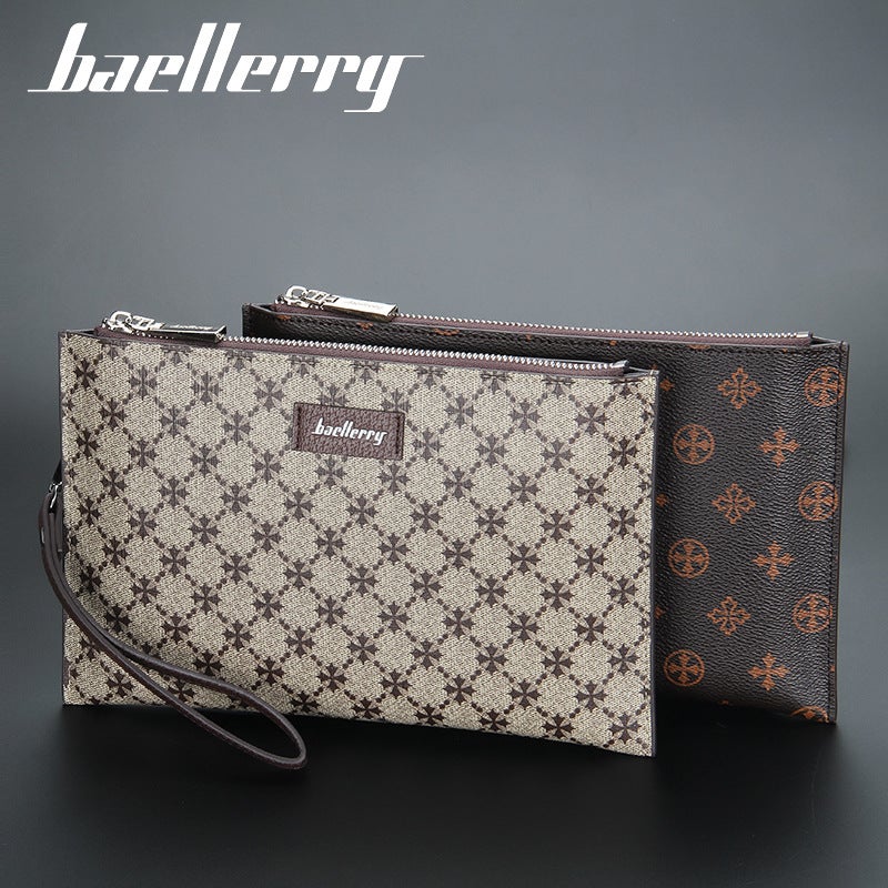 بايلليري حقيبة يد رجالية من Baellerry بطبعة هندسية، سعة كبيرة، محفظة بنمط المظروف الفاخر - Image 4