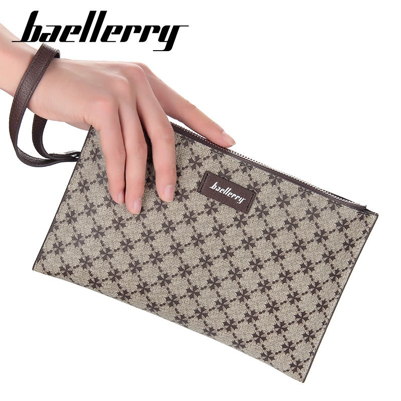 بايلليري حقيبة يد رجالية من Baellerry بطبعة هندسية، سعة كبيرة، محفظة بنمط المظروف الفاخر - Image 2