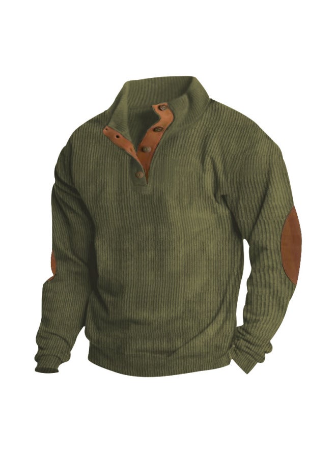 Autumn And Winter New Men's Clothing Hot Outdoor Casual Long-sleeved Sweatshirts Stand-up Collar Corduroy Sweatshirts - Image 1