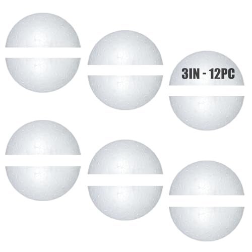 AHKUNMT Styrofoam Half Balls 3 Inch12PC Large White Half Foam Balls for Crafts DIY Craft Giant Foam Balls for Home and SchoolSmooth Solid Round Balls Half styrofoam3in12pc - Image 1