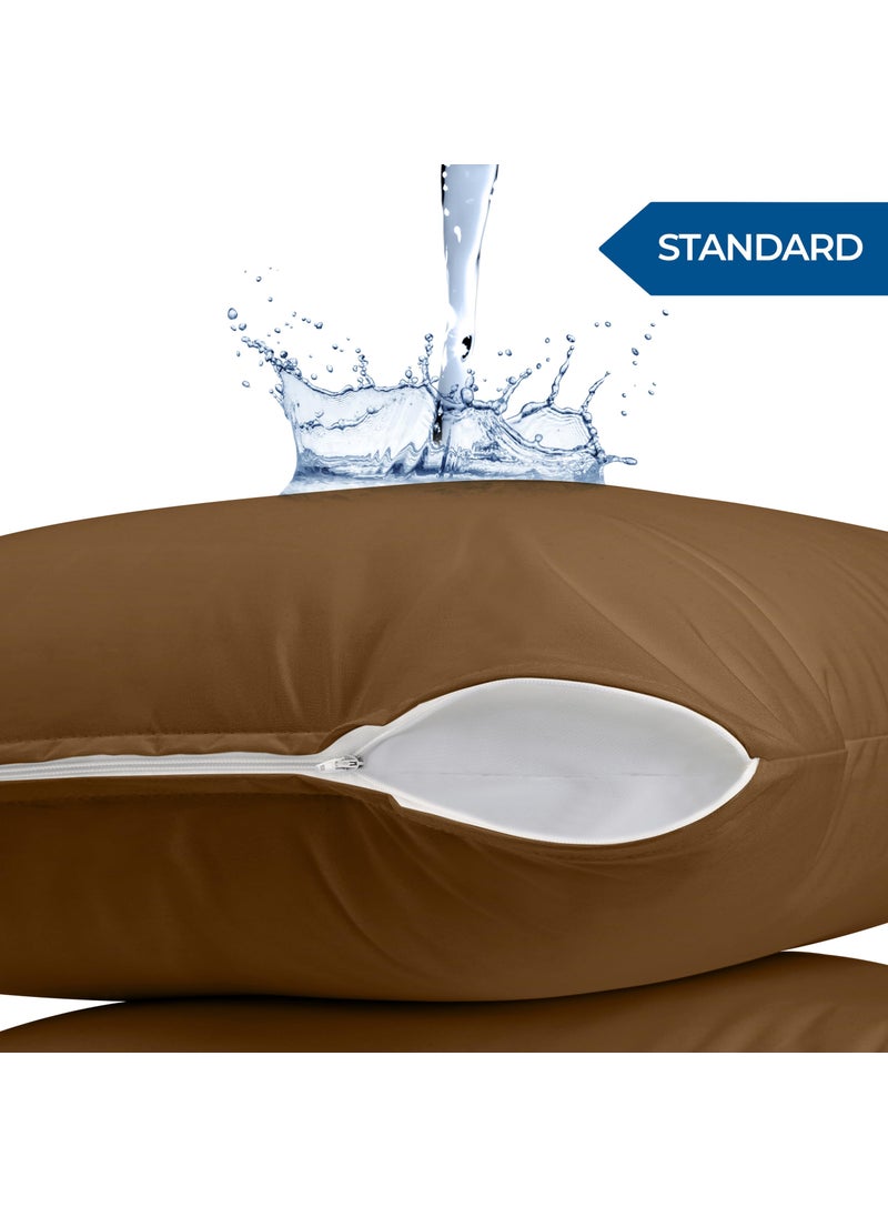 Utopia Bedding Utopia Bedding Waterproof Pillow Protectors Zippered (2 Pack  Mocha) Standard Size  Zippered Pillowcases  Bed Bug Proof Pillow Encasement Covers 20 x 26 Inches  - Image 2