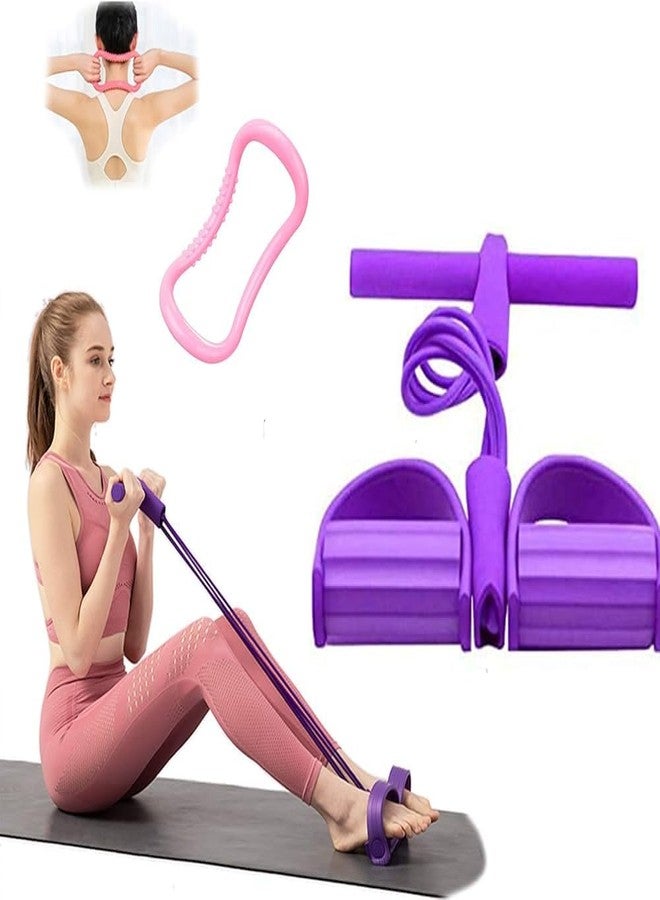 KERFORA 4-Tube Yoga Pedal Resistance Band Puller, Crossfit Fitness Equipment for Bodybuilding, Tummy/Abdomen/Waist/Arm/Leg Stretching & Slimming, Unisex Training Tool (Multicolor) - Image 4