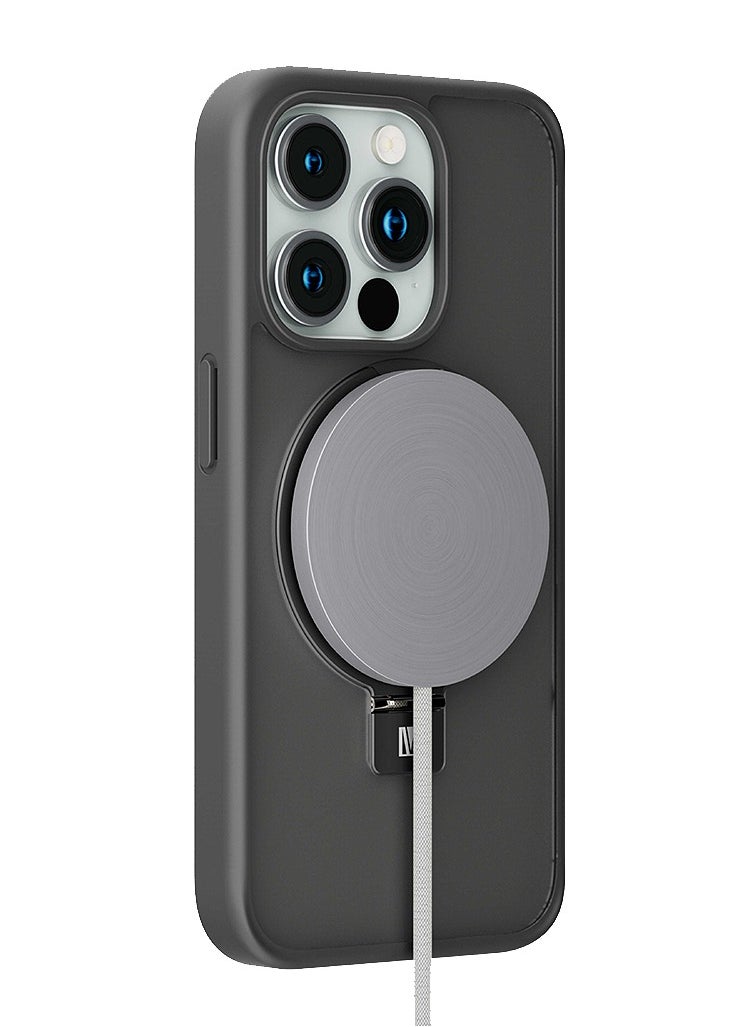 LEVELO Levelo iPhone 15 Pro Max Verona PC + TPU MagSafe Kickstand Matte Case - Black  - Image 2