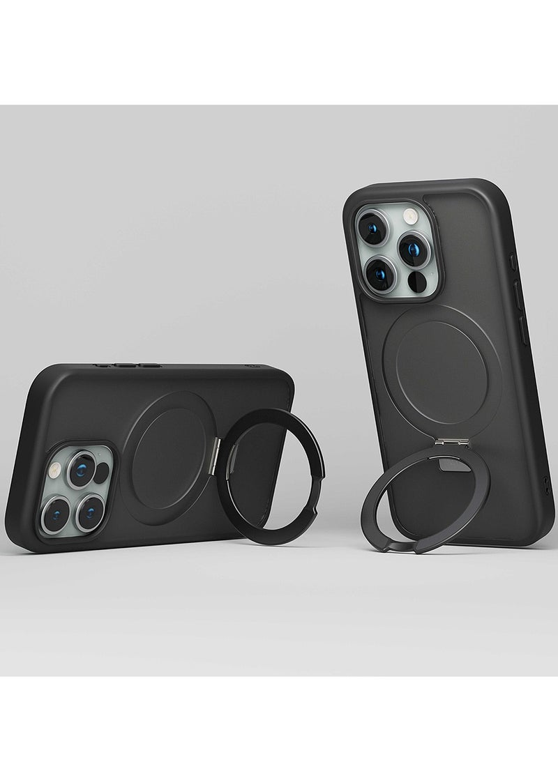 LEVELO Levelo iPhone 15 Pro Max Verona PC + TPU MagSafe Kickstand Matte Case - Black  - Image 3
