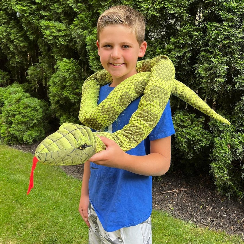 MorisMos Giant Snake Cuddly Toy XXL, 200 cm Long Green Cuddly Snake with 3 Babies in the Belly, Large Cobra Plush Snake Stuffed Toy for Boys as a Birthday Gift - Image 5