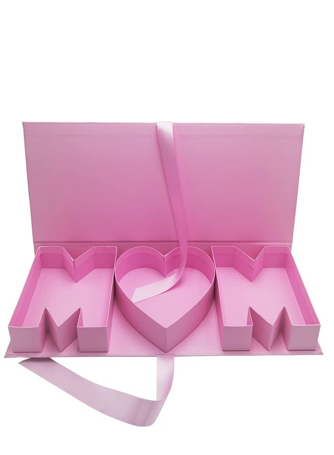 WENPACK Empty Flower Gift Box Mother's Day MOM Cardboard Letter Shaped Fillable Chocolate Strawberry Candy Packaging (MOMpink) - Image 2