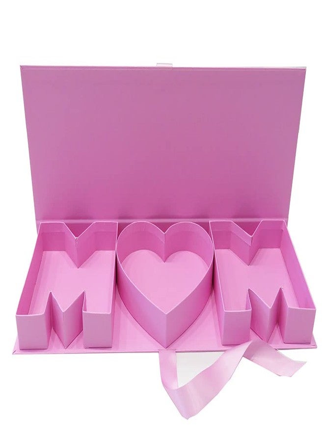 WENPACK Empty Flower Gift Box Mother's Day MOM Cardboard Letter Shaped Fillable Chocolate Strawberry Candy Packaging (MOMpink) - Image 3