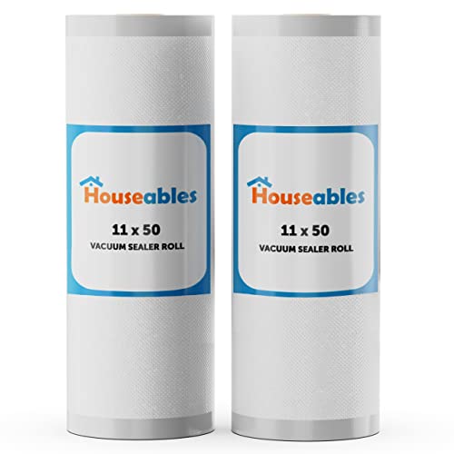 Houseables Vacuum Sealer Bags Sous Vide Rolls Two 2 Large 11 Inch x 50 Ft Commercial Grade Plastic Food Vac Storage  Seal Airtight Vacume Saver Microwave  Freezer Safe Store A Meal
