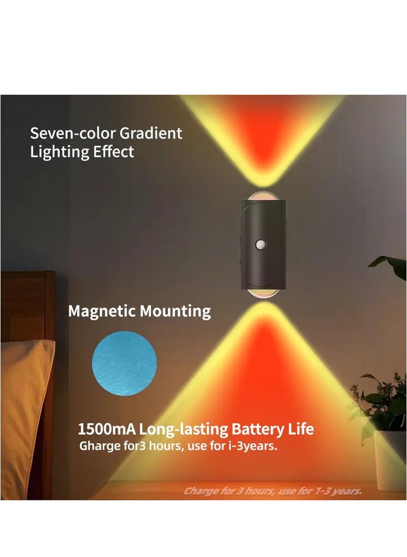 إضاءة ليلية LED متدرجة الألوان مع مستشعر لمس - إضاءة محيطة ملونة للمنزل أو المكتب أو ديكور الحفلات، قابلة لإعادة الشحن عبر USB، سطوع قابل للتعديل، مدى 5 أمتار، مثالية للخزانة، المدخل، الممر، الشرفة، ضوء القراءة، إضاءة الحفلات
