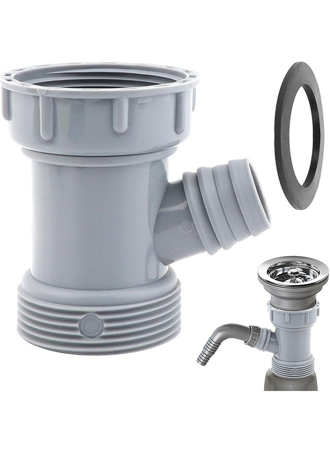 HY Kitchen Sink Drain Pipe Adapter, Y-Shaped Flex Hose Connector with Gaskets for Dishwasher Tailpiece (Gray)  - Image 1