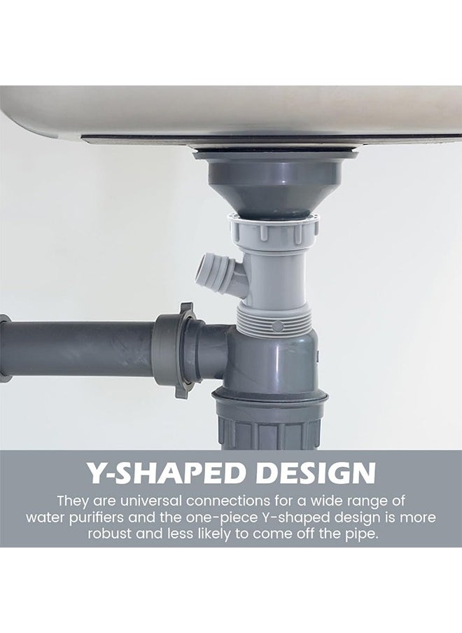 HY Kitchen Sink Drain Pipe Adapter, Y-Shaped Flex Hose Connector with Gaskets for Dishwasher Tailpiece (Gray)  - Image 4