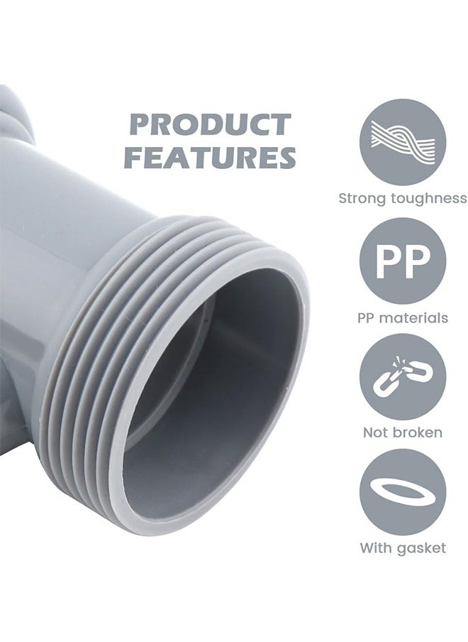 HY Kitchen Sink Drain Pipe Adapter, Y-Shaped Flex Hose Connector with Gaskets for Dishwasher Tailpiece (Gray)  - Image 3