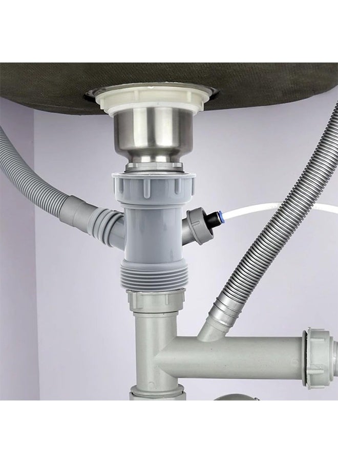 HY Kitchen Sink Drain Pipe Adapter, Y-Shaped Flex Hose Connector with Gaskets for Dishwasher Tailpiece (Gray)  - Image 5