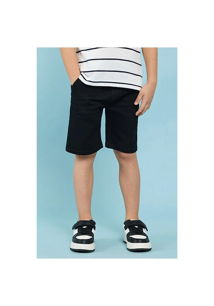 R&b Solid Denim Shorts With Drawstring Waist