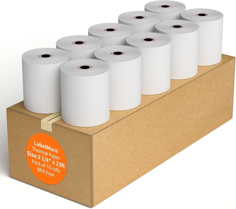 LabelMore Thermal Receipt Paper 3 1/8''x 230', Credit Card Paper Rolls, Cash Register Roll, Premium Pos Thermal Printer Paper (10 Rolls) - Image 1