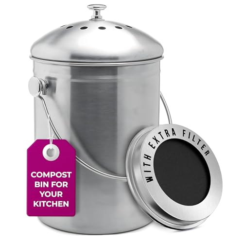 EPICA Countertop Compost Bin Kitchen 13 Gallon Odorless Composting Bin with Carbon Filters Indoor Compost Bin with Lid Stainless Steel Kitchen Composter for Food Scraps Waste Recycling - Image 1