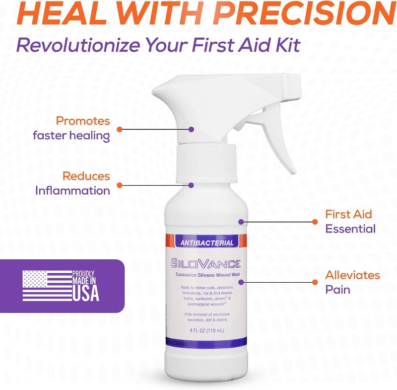 Medvance Curavance,Sterile Silver Wound Wash Spray - Gentle Absorbent Wound Care Spray for Easing Pain - Easy Apply Sterile Wound Wash w/Wound Cleanser Spray for Abrasions, Ulcers & Burns - Image 2