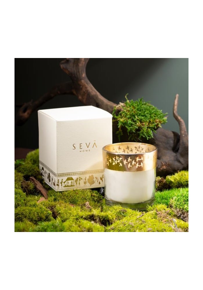 سيفا هوم شمعة معطرة من سيفا هوم - إنشانتي - ديل سي (حرير الزعفران - طيور) | تصميم فن وورلي | احتراق لمدة 25 ساعة | شمع الصويا الطبيعي | ديكور منزلي ثقافي وهدايا فاخرة - Image 2