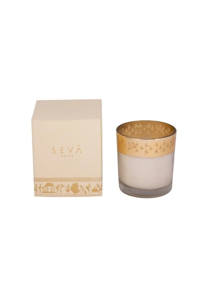 سيفا هوم شمعة معطرة من سيفا هوم - إنشانتي - ديل سي (حرير الزعفران - طيور) | تصميم فن وورلي | احتراق لمدة 25 ساعة | شمع الصويا الطبيعي | ديكور منزلي ثقافي وهدايا فاخرة - Image 1