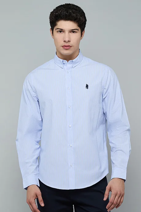 أر أند بي Striped Shirt with Button-Down Collar and Long Sleeves