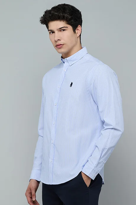 أر أند بي Striped Shirt with Button-Down Collar and Long Sleeves