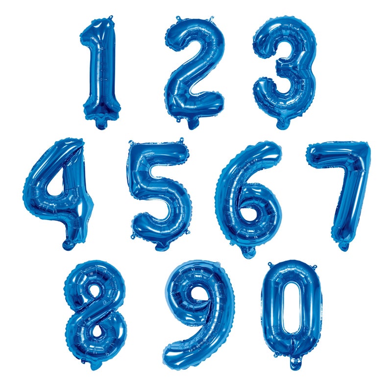16 Inch Foil Mylar Number Balloons 0-9 for Party Decoration (Blue)