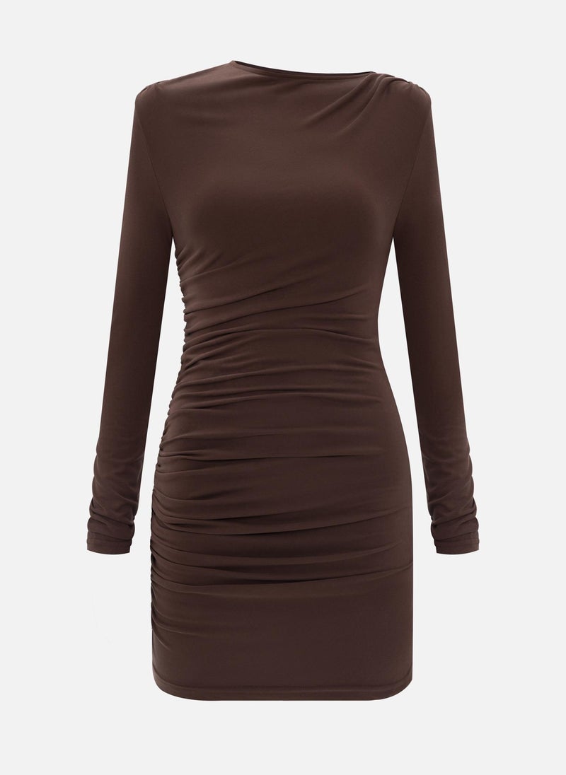Lichi Jersey mini dress with long sleeves and gathering at the side seam - Image 2