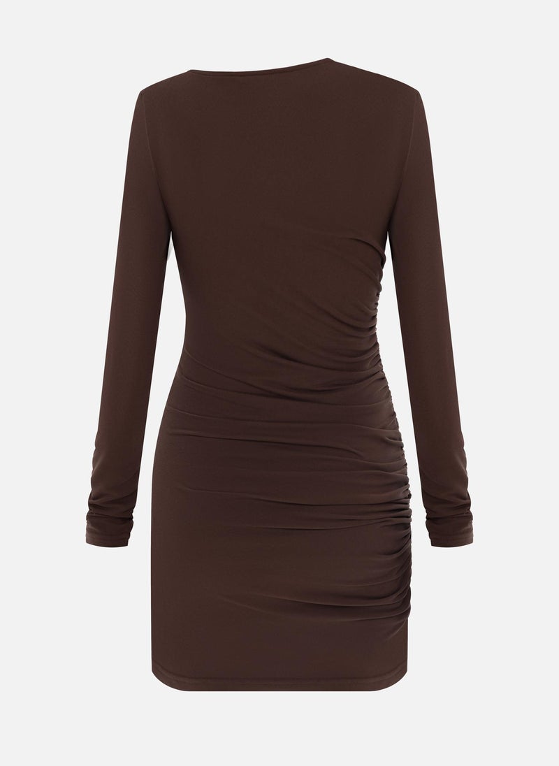 Lichi Jersey mini dress with long sleeves and gathering at the side seam - Image 3