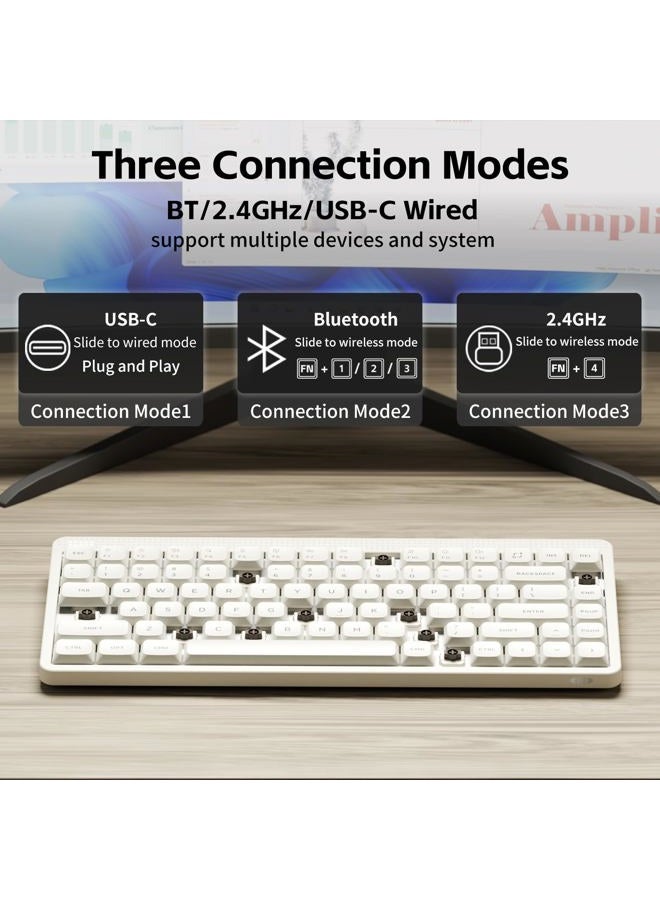 NuPhy Node75 Wireless Mechanical Keyboard, 75% Hot Swappable Custom Low Profile Keyboard, 84 keys Computer Gaming Keyboards, Supports Touch Gestures, PBT Keycaps, RGB Backlit, Bluetooth/2.4GHz/USB-C - Image 2