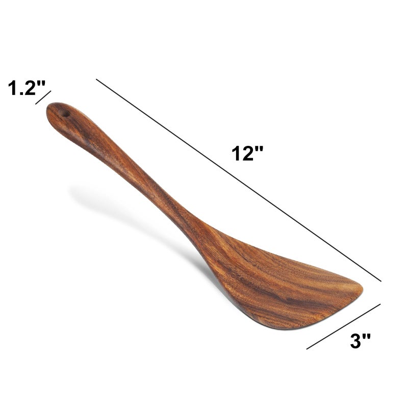 Jillahla ملعقة خشبية Jilla-Hla لليد اليسرى مقبض ملعقة Turner Turner Wood من أجل مقر غير لاصقة واستخدام المطبخ - Image 3