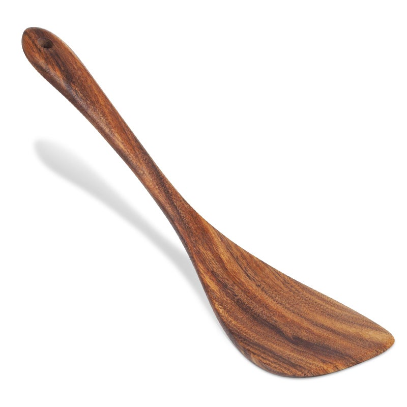 Jillahla ملعقة خشبية Jilla-Hla لليد اليسرى مقبض ملعقة Turner Turner Wood من أجل مقر غير لاصقة واستخدام المطبخ - Image 1