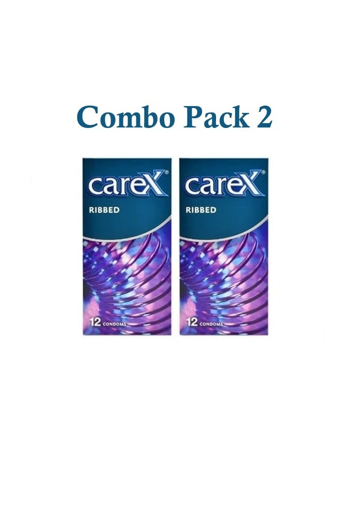careX Pack Of 2 Ribbed Condoms (Combo)