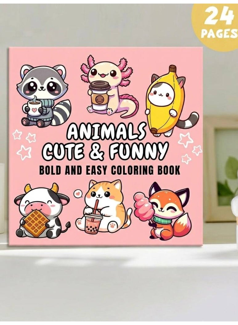 Cute Animal Coloring Book for Kids & Toddlers - Bold & Easy Designs - 24 Thick Pages, 20x20cm - Image 2