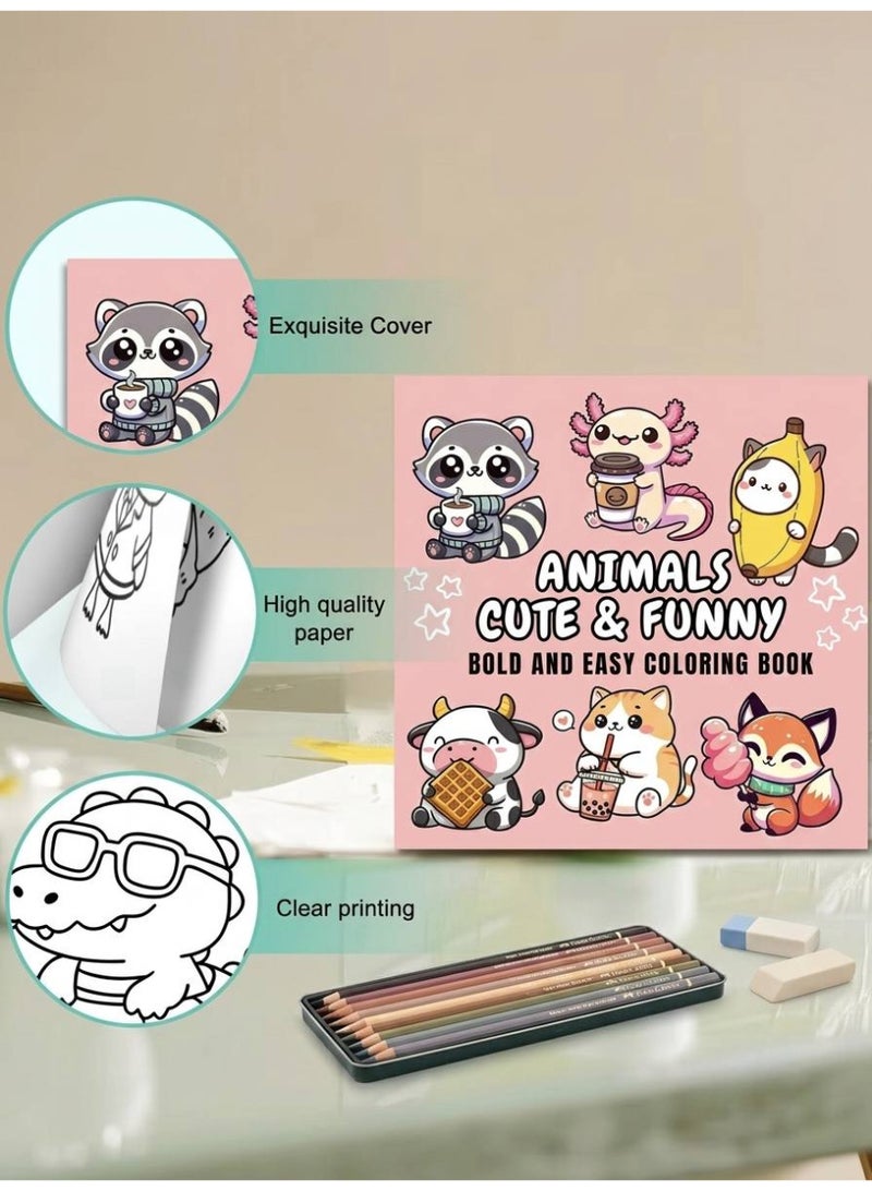 Cute Animal Coloring Book for Kids & Toddlers - Bold & Easy Designs - 24 Thick Pages, 20x20cm - Image 3