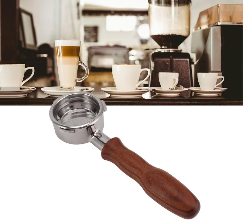 fannay 58mm Bottomless Portafilter, 3 Ears Stainless Steel Bottomless Naked Portafilter with Filter Basket & Wood Handle, Professional Espresso Portafilter for Barsetto Espresso (D Red - Image 5