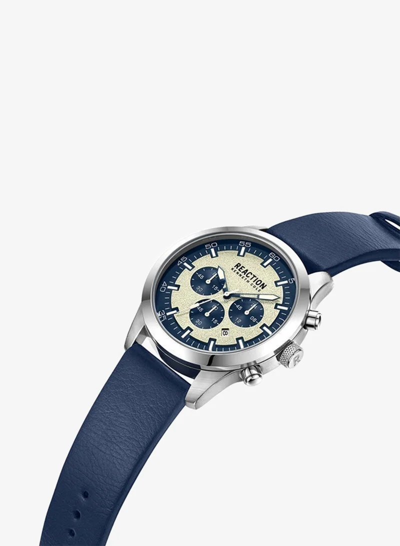 كينيث كول ريأكشن Kenneth Cole Reaction Chronograph Gents Watch With Blue Synthetic Leather Strap 46mm - KRWGC9005401