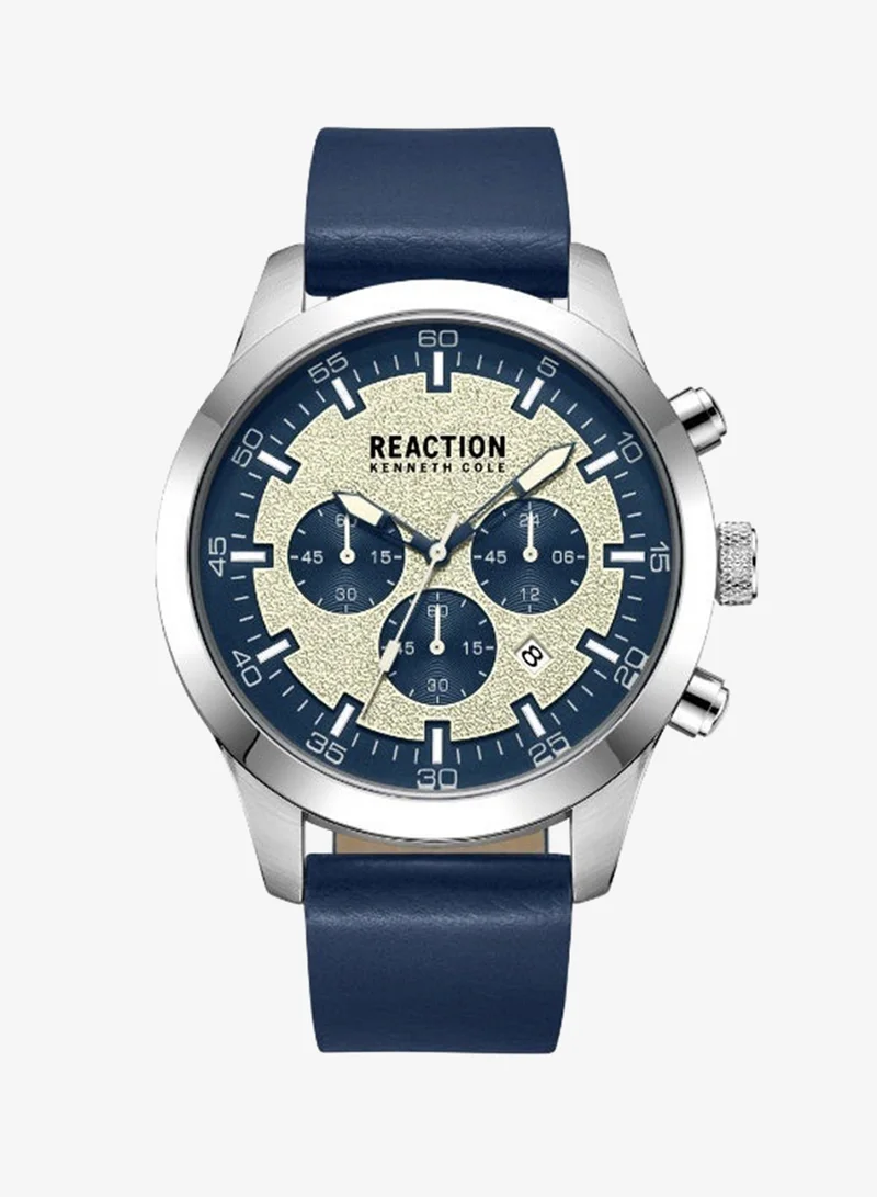 Kenneth Cole Reaction Chronograph Gents Watch With Blue Synthetic Leather Strap 46mm - KRWGC9005401