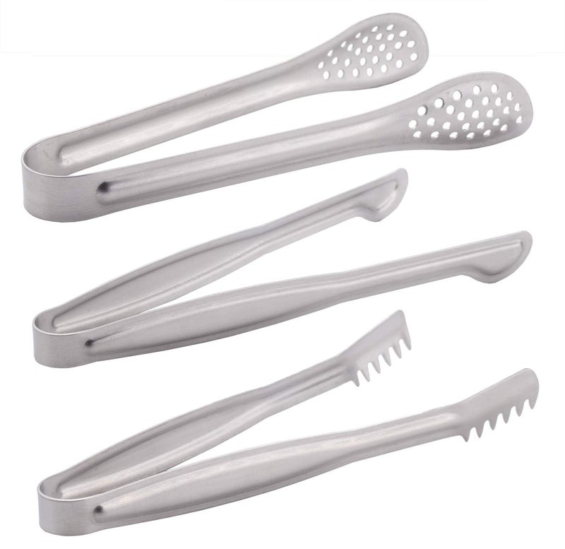 HINMAY Small Serving Tongs Set 6-Inch Appetizer Tongs Stainless Steel Mini Tongs, Set of 6 - Image 3