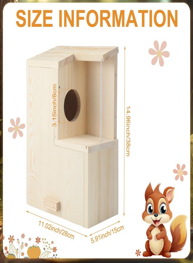 GlikCeil 1 Set Large Squirrel Nesting Box Wooden Squirrel Family House for Outside with Screws Pine with Coating Hanging Winter House for Outdoor Garden Shelter Breeding Living, 15"x11"x 6" - Image 2