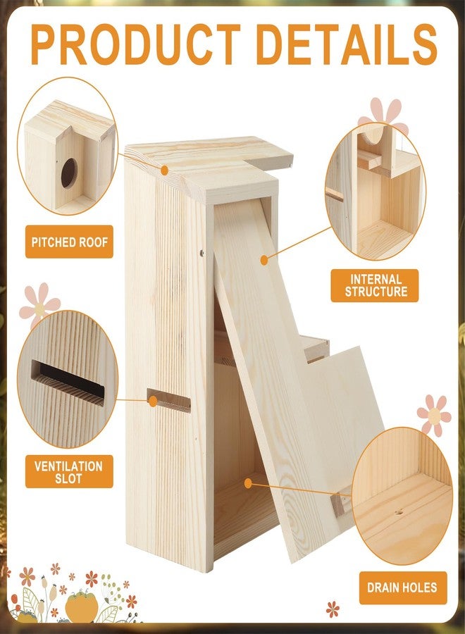 GlikCeil 1 Set Large Squirrel Nesting Box Wooden Squirrel Family House for Outside with Screws Pine with Coating Hanging Winter House for Outdoor Garden Shelter Breeding Living, 15"x11"x 6" - Image 3